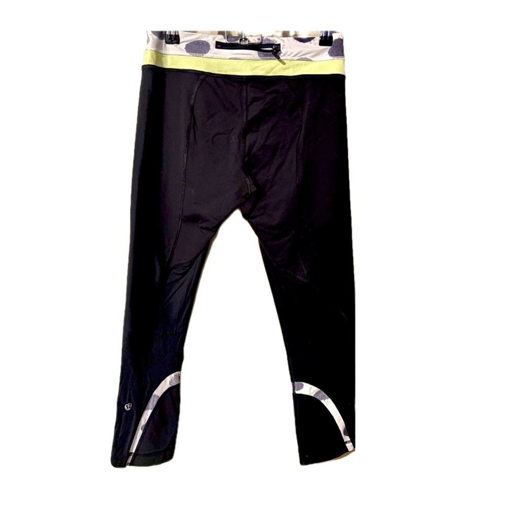 Lululemon size 6 inspire crop black green leggings beyond gym basic workout - Picture 2 of 4
